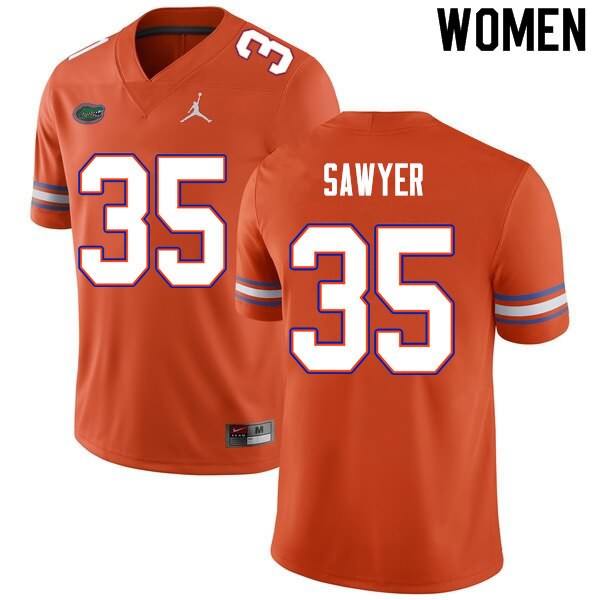 Women's NCAA Florida Gators William Sawyer #35 Stitched Authentic Nike Orange College Football Jersey TZG8165BG